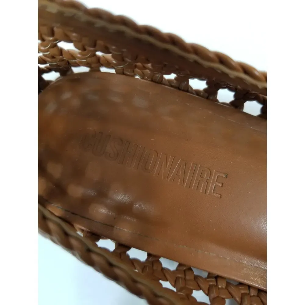 Cushionaire Weston Brown Faux Vegan Leather Woven Mary Jane Flats Women's Size 8